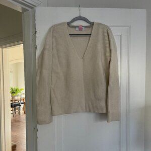 La Ligne Toujours V Neck Sweater in White / Ivory (S)